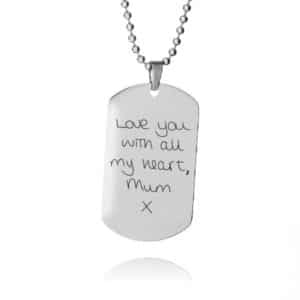 Mens Handwriting Dog Tag Necklace - Inscripture - Memorial Jewellery for men