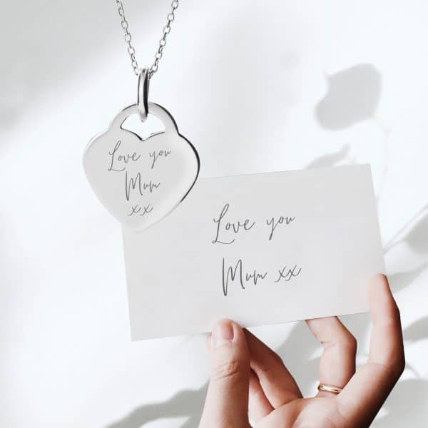 sterling silver heart Handwriting Necklace - Inscripture - Personalised Jewellery
