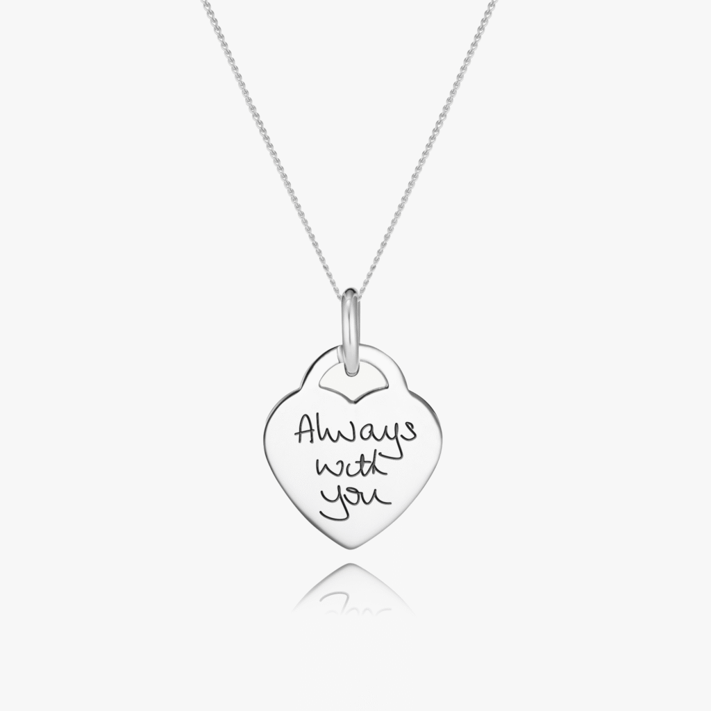 Sterling Silver Heart Handwriting Necklace - Inscripture - Memorial Jewellery - Handwriting Jewellery