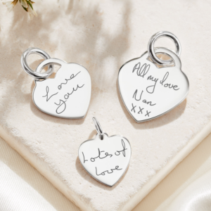 Sterling Silver Heart Handwriting Charm - Memorial Jewellery - Handwriting Jewellery - Inscripture