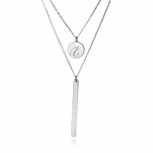 Sterling Silver Initial Layered Pendant Necklace - Inscripture - Personalised Jewellery
