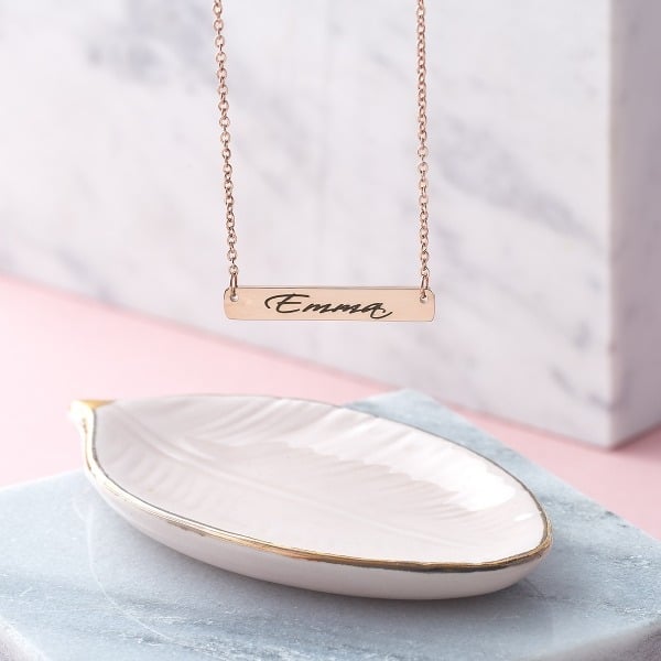Rose Gold Personalised Bar Necklace - Inscripture - Personalised Jewellery