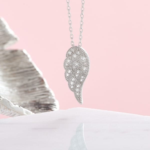 Sterling Silver Angel Wing Necklace - Inscripture - Personalised Jewellery