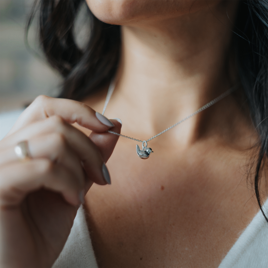 Sterling Silver Robin Necklace - Inscripture - When Robins Appear Loved Ones Are Near