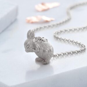 Sterling Silver Bunny Necklace - Inscripture - Personalised Jewellery