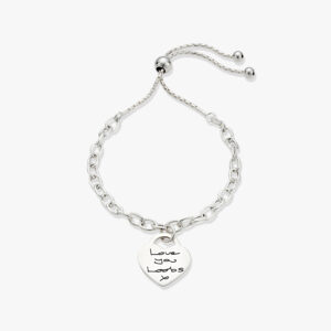 Silver Chain Slider Handwriting Bracelet - Handwriting Jewellery - Memorial Jewellery - Inscripture