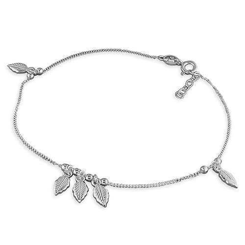 Silver leaf anklet - Inscripture - Personalised Jewellery