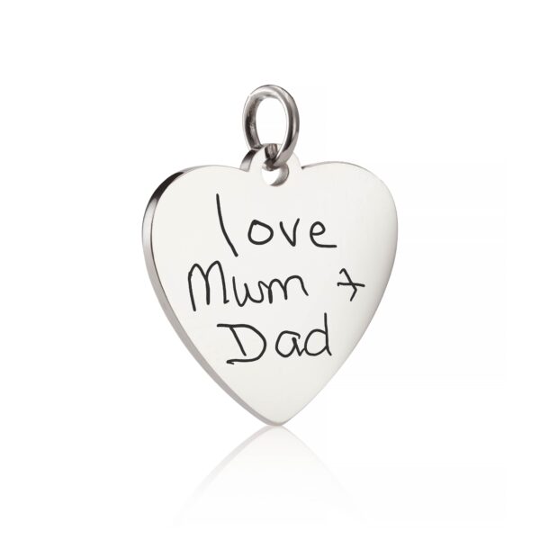 Silver Heart Handwriting Charm - Memorial Jewellery
