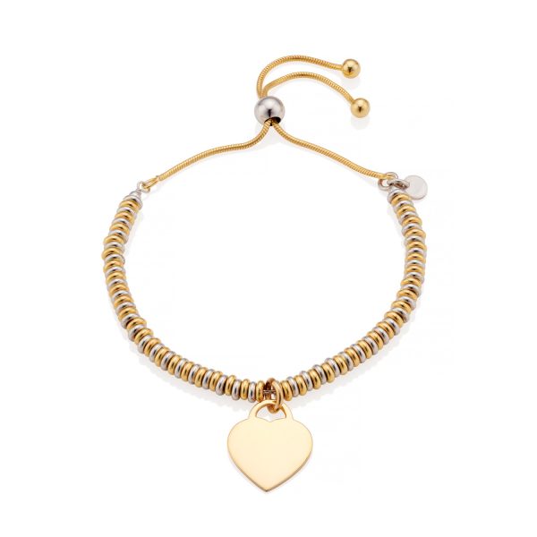 Personalised Two Tone Gold Flat Bead Bracelet - Inscripture - Personalised Jewellery