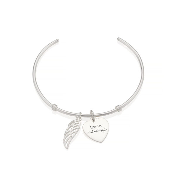 sterling silver angel wing handwriting bracelet - Inscripture - Memorial Jewellery