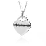 Sterling Silver Sound wave heartbeat heart necklace - inscripture - sound wave jewellery