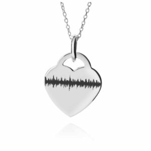Sterling Silver Sound wave heartbeat heart necklace - inscripture - sound wave jewellery