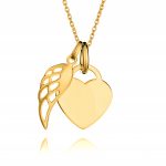 Gold Angel Wing Heart Necklace (2)