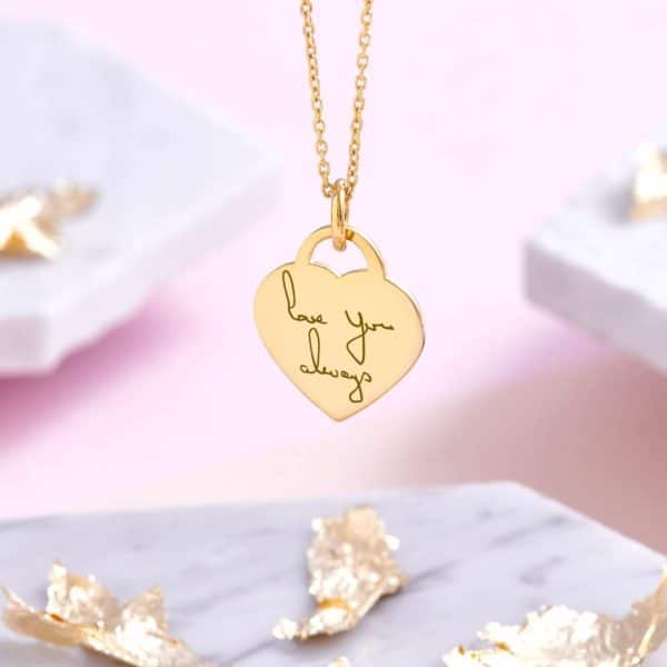 Handwriting Gold Heart Necklace - Inscripture - Handwriting Necklace - Memorial Jewellery