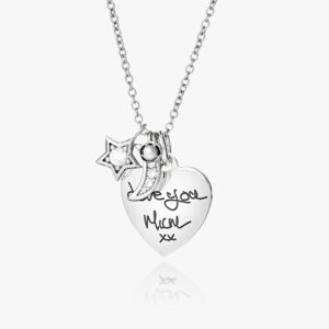 Moon & Stars Handwriting Necklace - Handwriting Jewellery - Inscripture - Memorial Jewellery