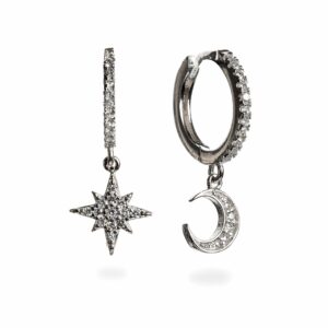 Moon & Star Huggie Earrings - Inscripture - Personalised Jewellery