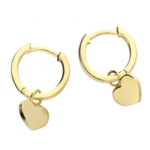 18ct Gold Heart Huggie Earrings - Inscripture - Personalised Jewellery