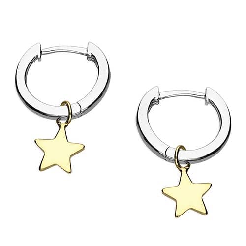 Two Tone Star Huggie Earrings - Inscripture - Personalised Jewellery
