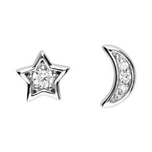 Sterling Silver Moon & Star stud earrings - - Inscripture - Personalised Jewellery