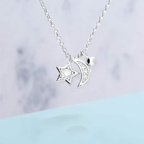 Handwriting Moon & Stars Necklace - Inscripture - Handwriting Necklace