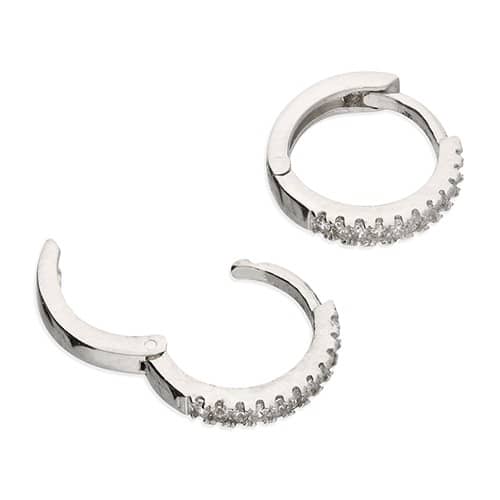 Sterling Silver Cubic Zirconia Huggie Earrings - - Inscripture - Personalised Jewellery