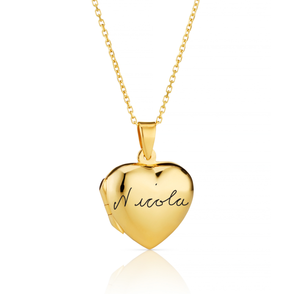 Gold Heart Handwriting Locket - Photo Jewellery - Memorial Jewellery