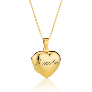 Gold Heart Handwriting Locket - Photo Jewellery - Memorial Jewellery