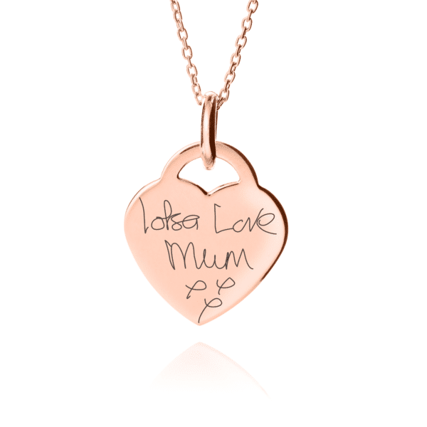 Rose Gold Heart Handwriting Necklace