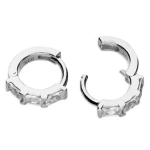 Silver Crystal Baguette Huggie Earrings - Inscripture - Personalised Jewellery