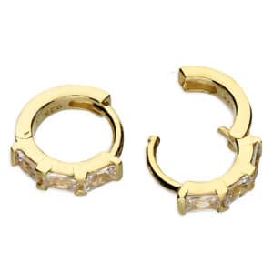 Gold baguette crystal huggie earrings - Inscripture - Personalised Jewellery