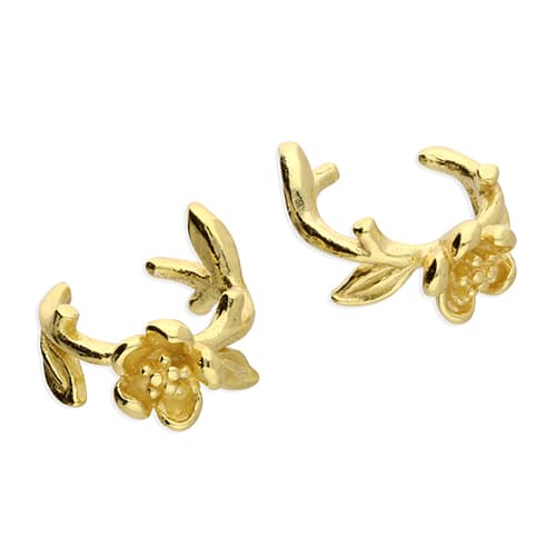 Gold Flower Cuff Earrings - - Inscripture - Personalised Jewellery