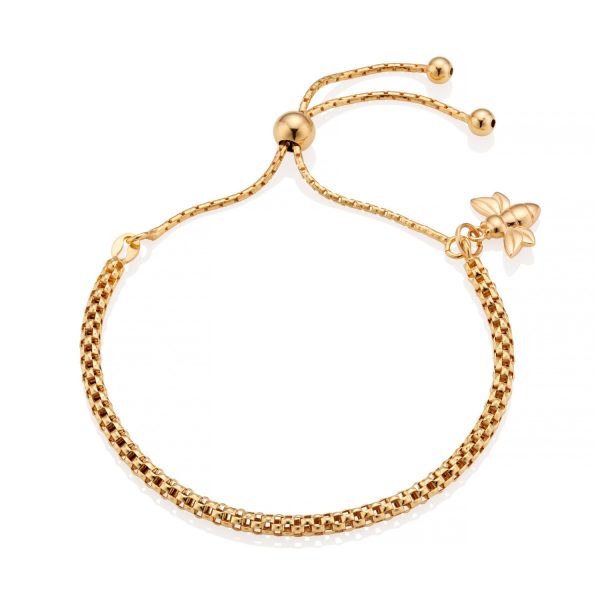 Gold Bee Popcorn Bracelet Inscripture - Personalised Jewellery
