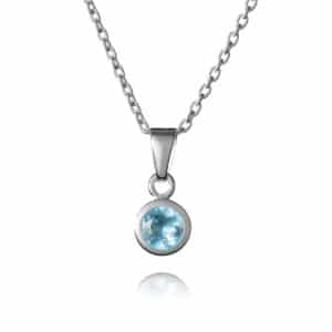 Sterling Silver March Birthstone Necklace - Inscripture - personalised jewellery