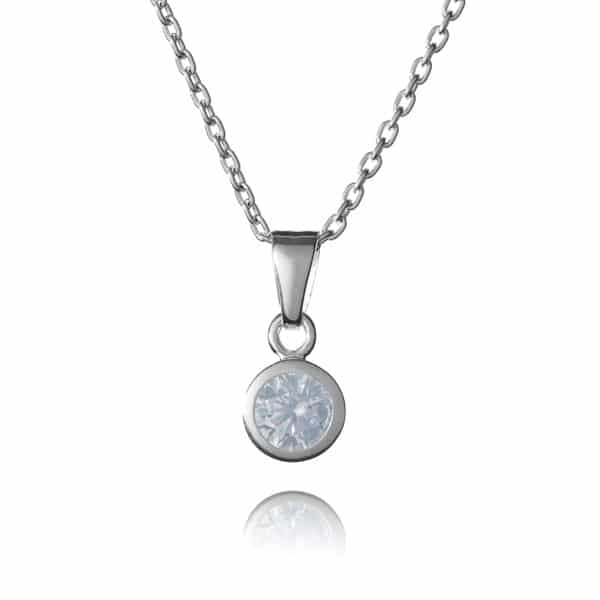 Sterling Silver April Birthstone Necklace - inscripture - personalised jewellery