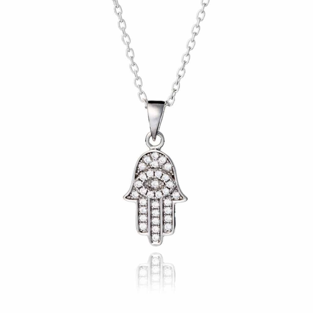 Sterling Silver Hamsa Hand Necklace - Inscripture - Personalised Jewellery