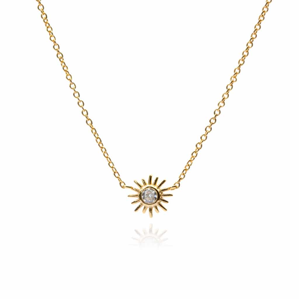Gold Crystal Sun Necklace - Inscripture - Personalised Jewellery