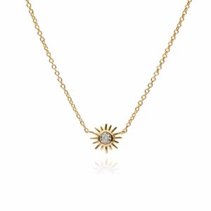Gold Crystal Sun Necklace - Inscripture - Personalised Jewellery