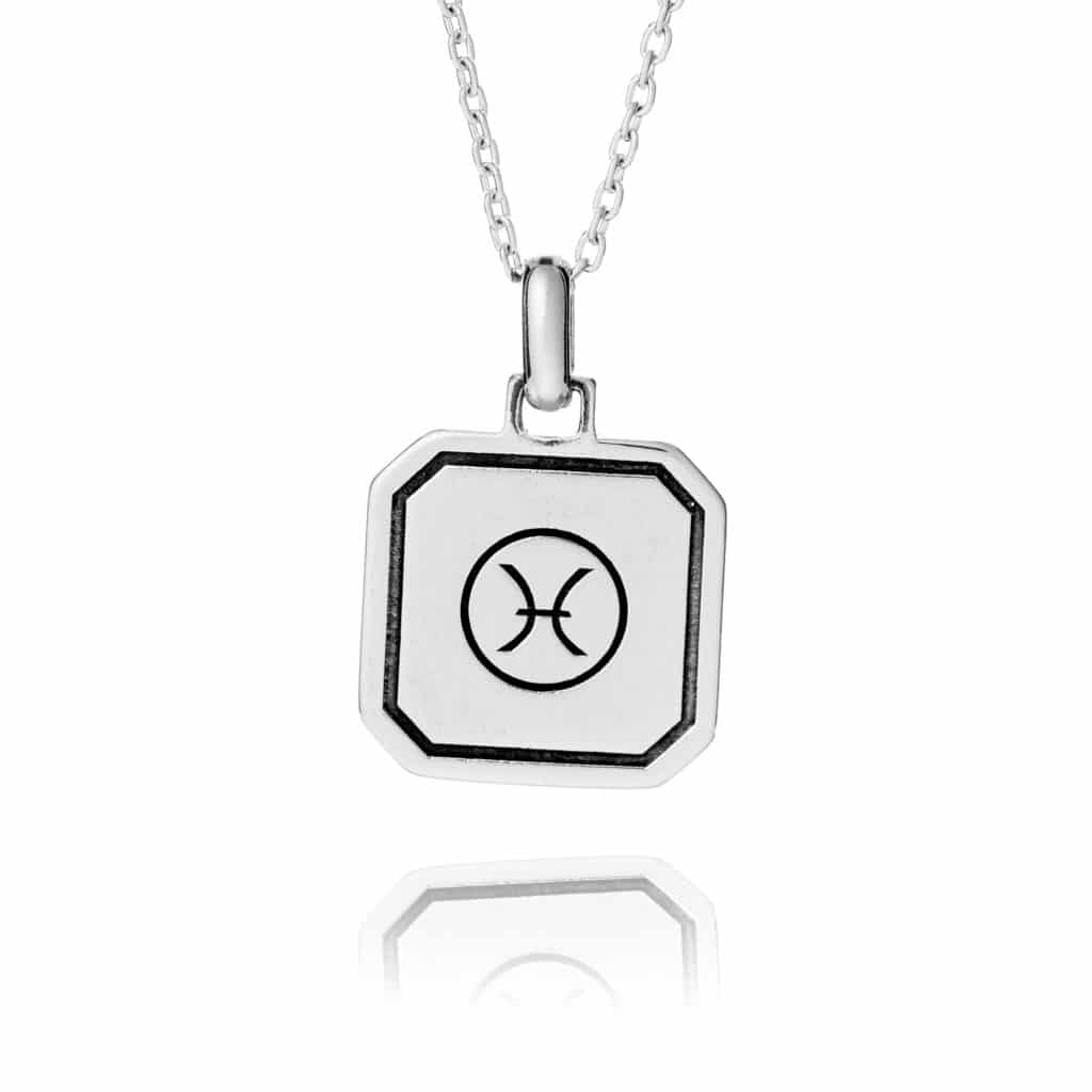 Sterling Silver Pisces Zodiac Necklace - inscripture - personalised jewellery for him
