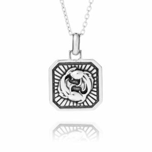 Sterling Silver Pisces Zodiac Necklace - inscripture - personalised jewellery for him