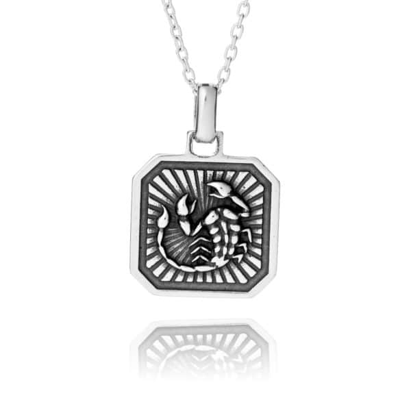 Sterling Silver Scorpio Zodiac Necklace - inscripture - personalised jewellery for him