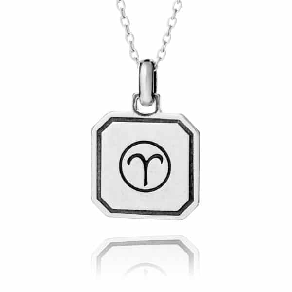 Sterling Silver Aries Zodiac Necklace - inscripture - personalised jewellery for him