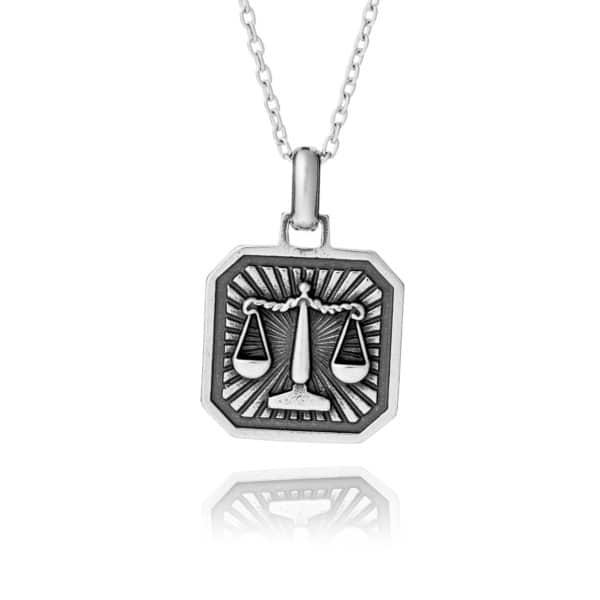 Sterling Silver Double Sided Libra Zodiac Necklace - inscripture - personalised jewellery for him