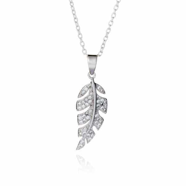 Diamante Feather Necklace - Inscripture - Personalised Jewellery