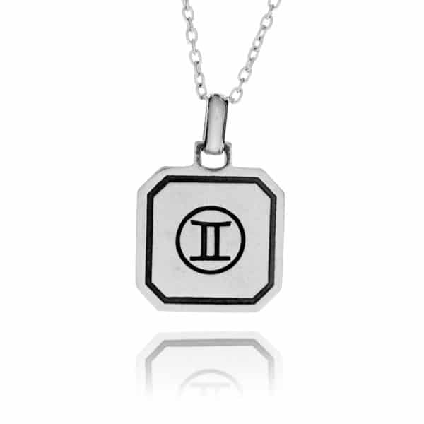 Sterling Silver Gemini Zodiac Necklace - inscripture - personalised jewellery for him