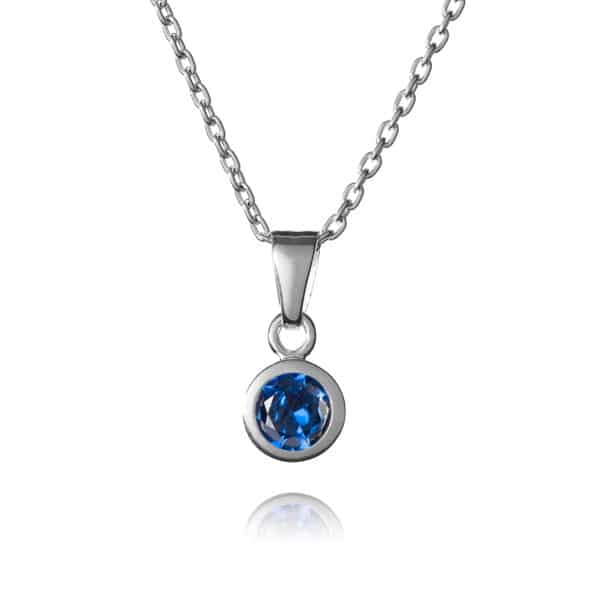 Sterling Silver September Birthstone Necklace - inscripture - personalised jewellery