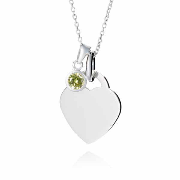 Sterling Silver Peridot August Birthstone Necklace - Inscripture - Personalised Jewellery