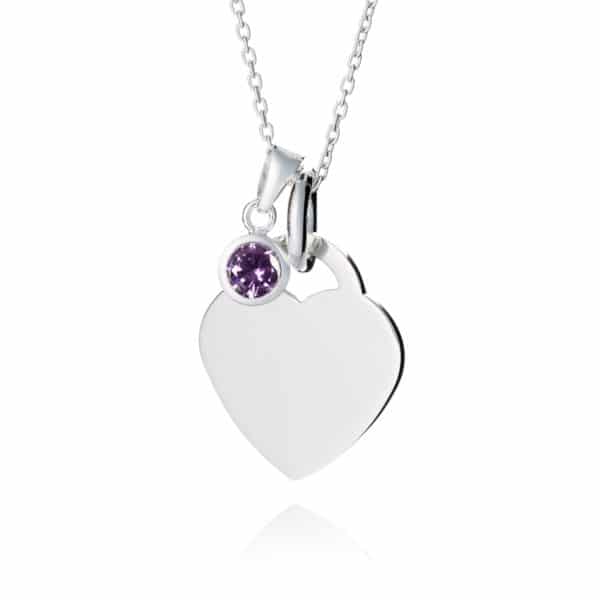 sterling silver amethyst february birthstone necklace- inscripture - personalised jewellery