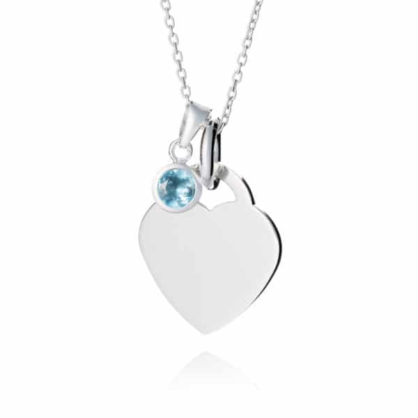 sterling silver march aquamarine birthstone necklace - inscripture - personalised jewellery