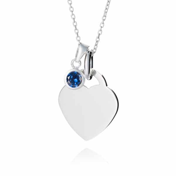 sterling silver sapphire september birthstone necklace - inscripture - personalised jewellery