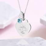 childs drawing birth stone handwriting necklace - Inscripture